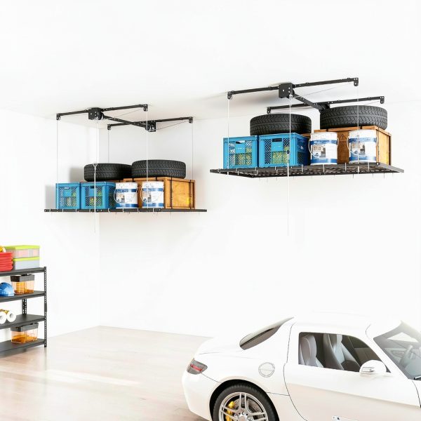 Overhead Garage Storage Rack Dithoko 4x8 FT Black Ceiling Lift-1