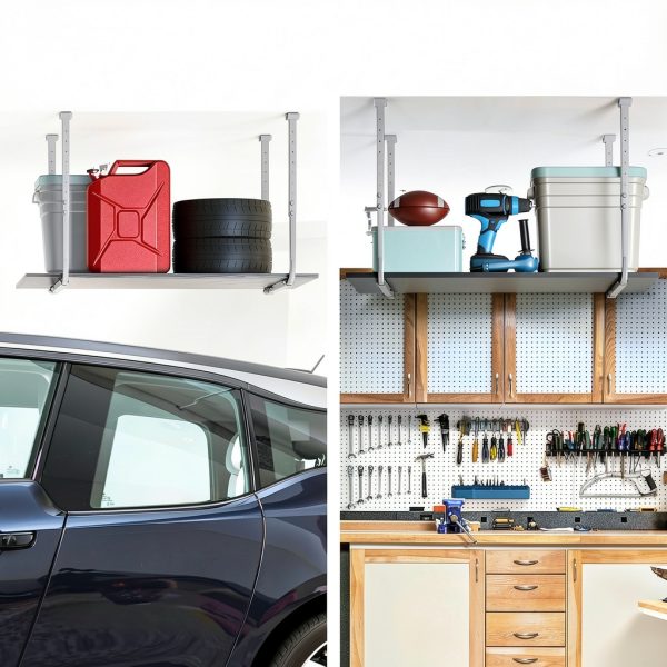 Adjustable Overhead Garage Ceiling Mount Storage Rack 33In x 26In Up to 250 Lbs-6