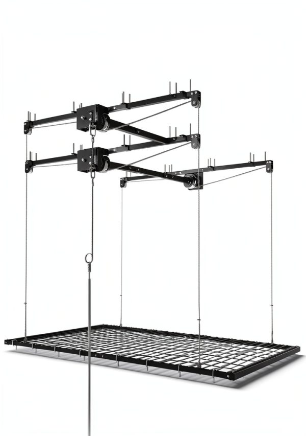 Overhead Garage Storage Rack Dithoko 4x8 FT Black Ceiling Lift-6