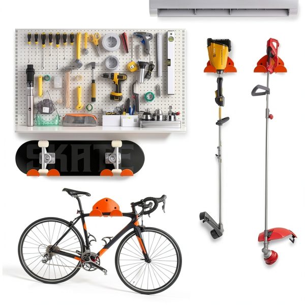 Weed Eater Hanger，Weedeater Rack Garage Organizer Trimmer Rack, Garden Power Tool Hanger Weed Whackers Holder Wall Mounted for Grass Trimmer, Hedge Trimmer,Garage Trimmer,Garden Tools (1)-4