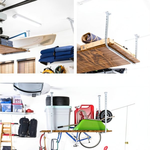 Adjustable Overhead Garage Ceiling Mount Storage Rack 33In x 26In Up to 250 Lbs-5