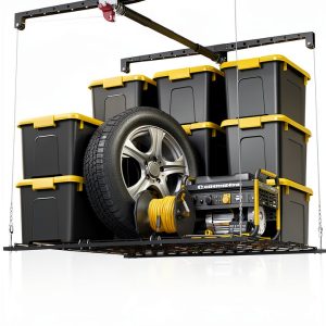 Garage Ceiling Storage Rack KOKORACKER 4x4 Overhead Lift 250lb Black-0