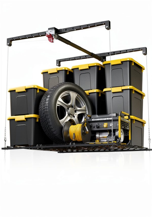 Garage Ceiling Storage Rack KOKORACKER 4x4 Overhead Lift 250lb Black-0