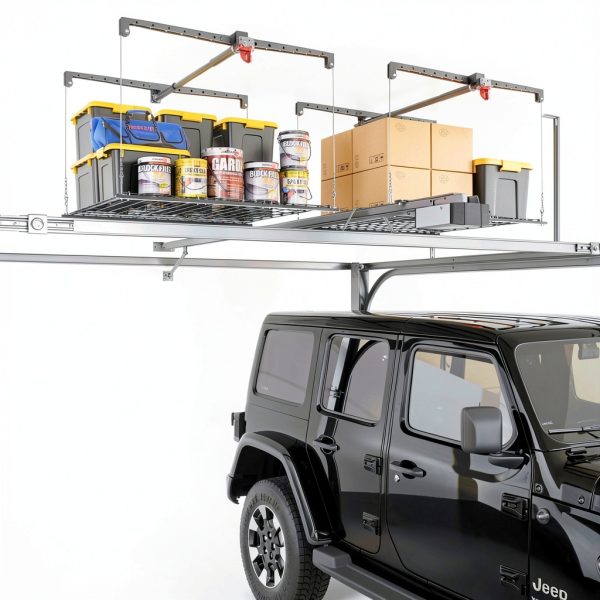 Garage Ceiling Storage Rack KOKORACKER 4x4 Overhead Lift 250lb Black-1