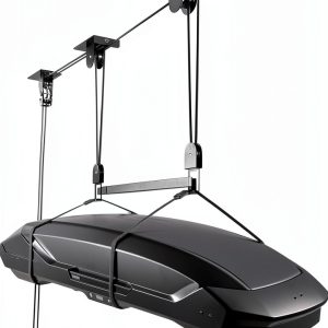 2025 Upgrade Cargo Box Garage Pulley System, Garage Ceiling Hoist Heavy-Duty Holds up to 150 lbs Capacity, Fit 10-14 Foot Ceilings, Black-0