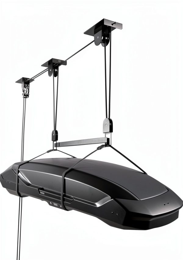 2025 Upgrade Cargo Box Garage Pulley System, Garage Ceiling Hoist Heavy-Duty Holds up to 150 lbs Capacity, Fit 10-14 Foot Ceilings, Black-0