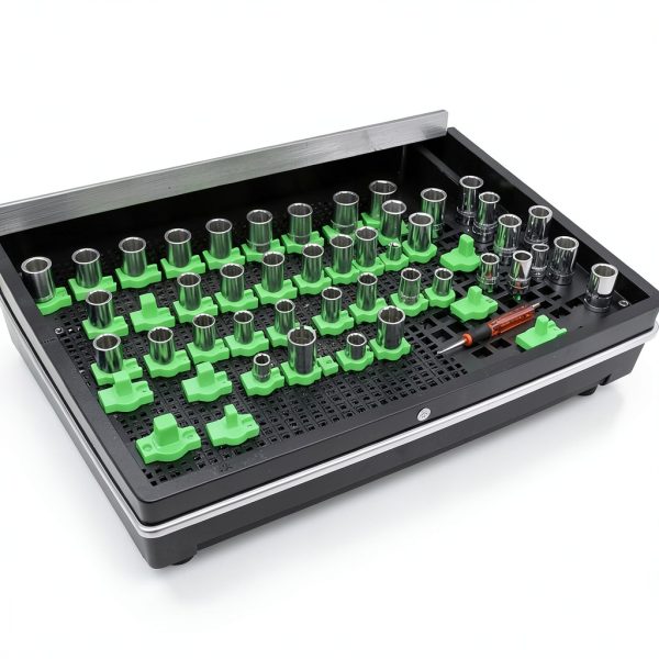Socket Holder Bantlou ToolGrid 3D Printed Green D22 Vertical-4