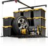 Overhead Garage Storage Rack for 8-10ft Ceiling, Heavy-duty 4x4 FT Garage Ceiling Storage Racks with Safety Lock, Ideal for Storage Mounted Lift System and Storage Organizer, 250lbs Capacity-0