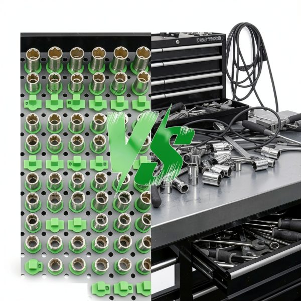 Socket Holder Bantlou ToolGrid 3D Printed Green D22 Vertical-3