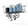 FLEXIMOUNTS 4x8 Overhead Garage Storage Rack w/Hooks Adjustable Ceiling Storage Rack, 96" Length x 48" Width x 40" Height, 22''-40" Ceiling Dropdown, Black, Classic Series-1