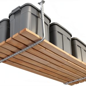 HyLoft 80842-10 33 in. x 34 in. Adjustable Garage Ceiling Mount Storage Rack Kit, Garage Overhead Storage Bracket, White-0