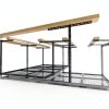 FLEXIMOUNTS 4x8 Overhead Garage Storage Rack w/Hooks Adjustable Ceiling Storage Rack, 96" Length x 48" Width x 40" Height, 22''-40" Ceiling Dropdown, Black, Classic Series-2