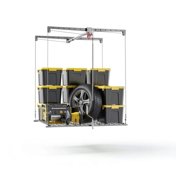 Garage Ceiling Storage Rack KOKORACKER 4x4 Overhead Lift 250lb Black-2