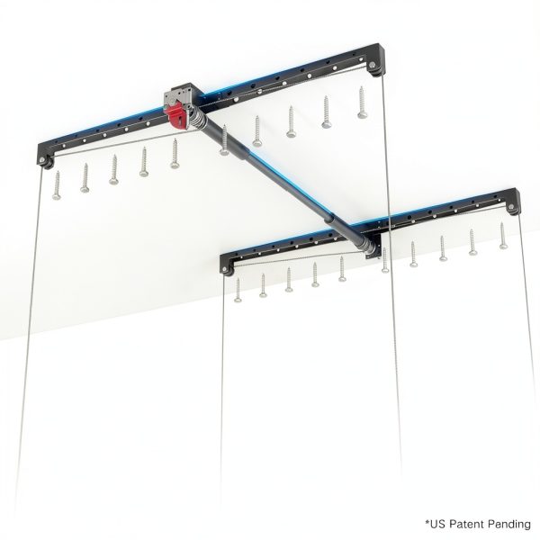 Overhead Garage Storage Rack for 8-10ft Ceiling, Heavy-duty 4x4 FT Garage Ceiling Storage Racks with Safety Lock, Ideal for Storage Mounted Lift System and Storage Organizer, 250lbs Capacity-3